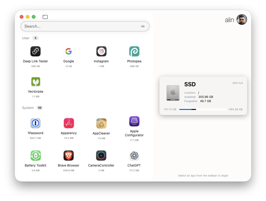 Pearcleaner 浅色网格视图