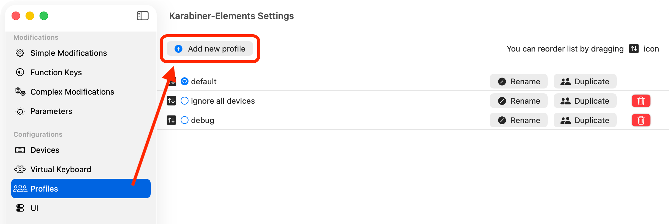 Karabiner-Elements 配置方案面板