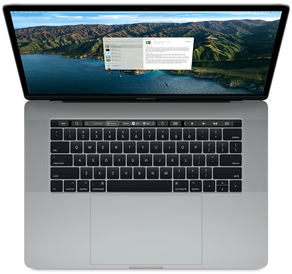 MacBook Pro Touch Bar 上的 Latest 更新操作
