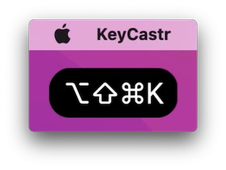 KeyCastr 运行效果：按下的按键以悬浮字幕显示