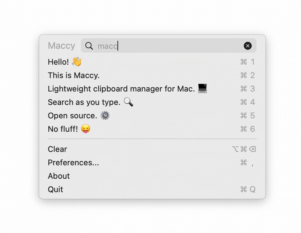Maccy 呼出即搜的历史弹窗